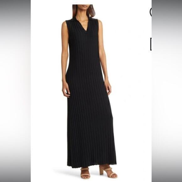 New Misook Rib A Line Maxi Jumper Dress Black. Extra Large